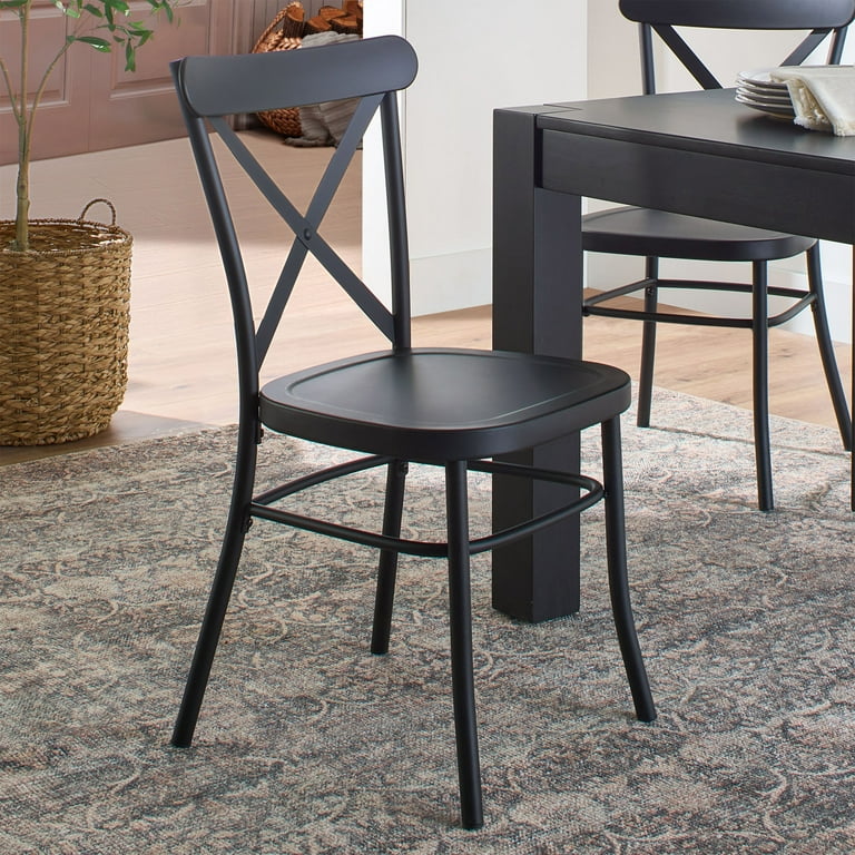 Better Homes and Gardens Collin Distressed Dining Chair Set of 2 Rich Black Finish Walmart