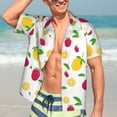 thumbnail image 7 of Gaeub Strawberry and Lemon Print Men's Hawaiian Shirt,Button Down Short Sleeves Shirts,Tropical Beach Casual Button Down Shirts,XX-Large, 7 of 7