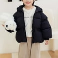 thumbnail image 2 of Kids Winter Coats Children's Solid Color Hooded Pocket Cardigan Cotton Padded Clothes Winter Down Coats Black 6 Months, 2 of 6