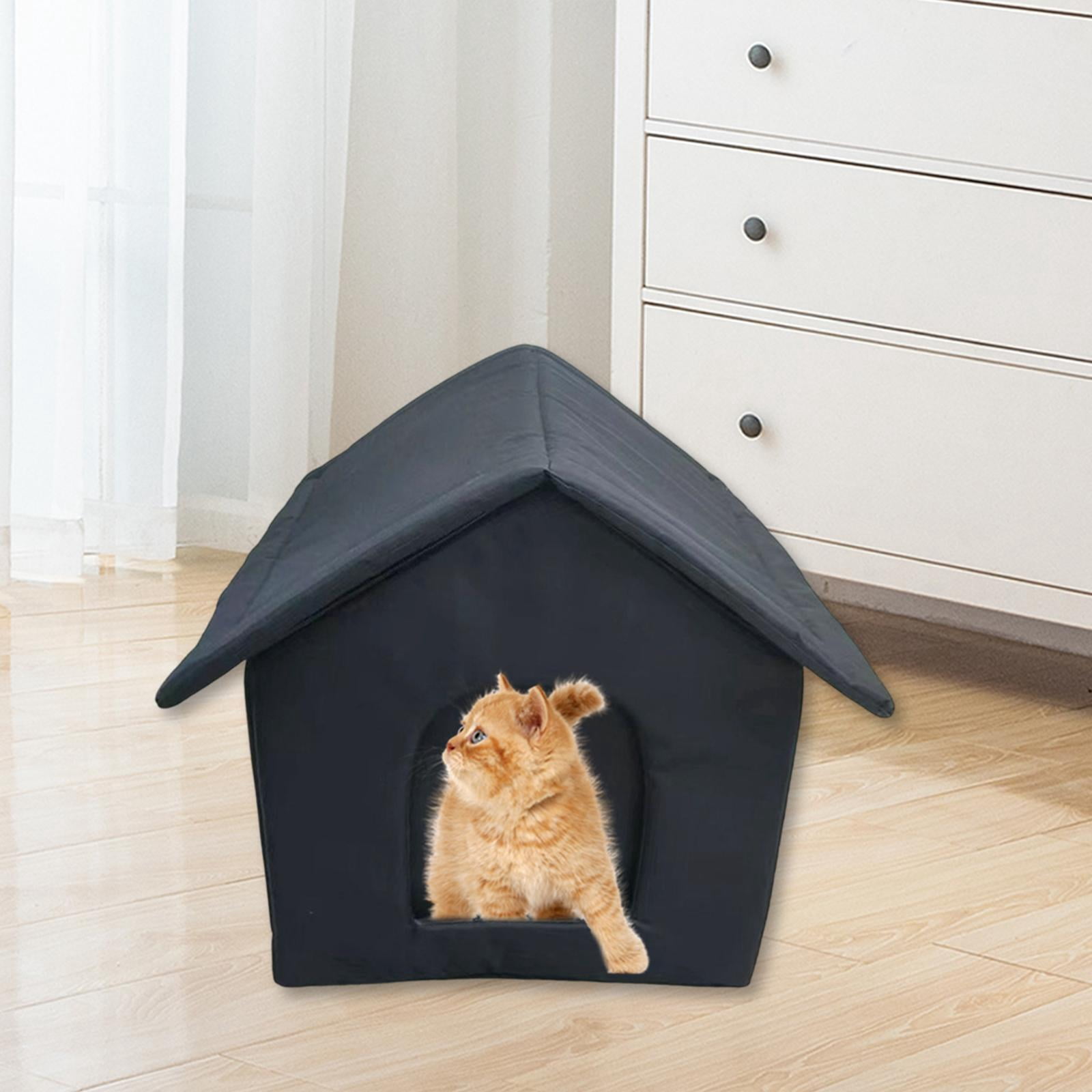 Oxford Cloth Stray Cats Shelter Weatherproof Dog Kennel Pet Supplies Furniture Bed Cave Portable Outdoor Feral Cats Warm House for Winter 40cmx35cmx40cm