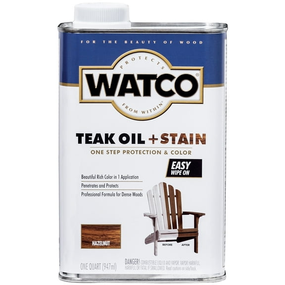 Watco Teak Oil Plus Stain Hazelnut - Oil Finish - 1 Qt, Brown