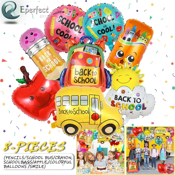 8 Pieces Back To School Foil Balloons Set Decorations For Kindergarten Classroom