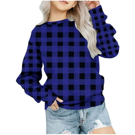 

Elainilye Fashion Girls Crewneck Oversized Sweatshirt Kids Long Sleeve Pullover Tops Toddler Clothes Sizes 1-12Y Blue