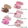 thumbnail image 2 of SYNPOS Baby Girl Shoes, Warm Plush Sandals, Open Toe, Stripe Pink, 0-6 Months, 2 of 10