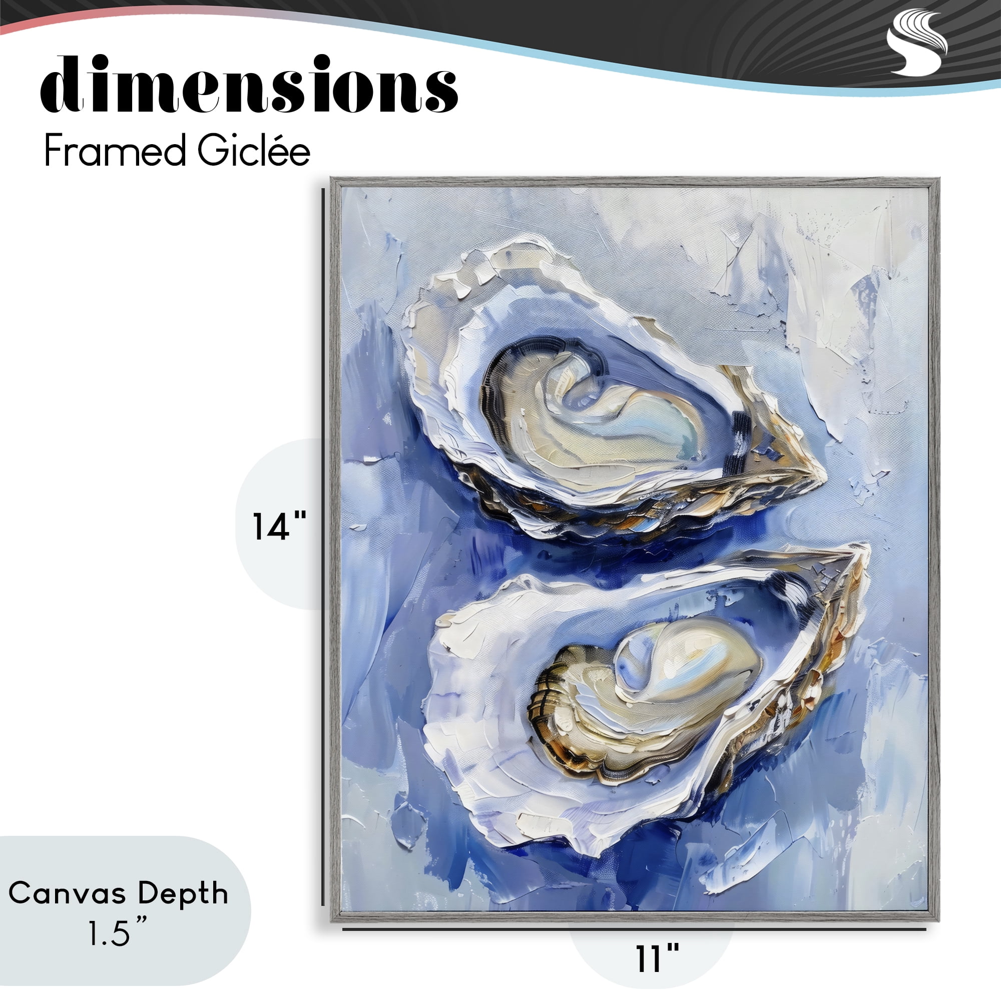 Stupell Industries Coastal Oysters in Pearlescent Light Gray Framed Giclee Art, design by Creative Studio