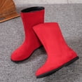 thumbnail image 2 of B91xZ Winter Boots for Women Retro High Heel Suede Zipper Mid Calf Booties,Red 7, 2 of 5