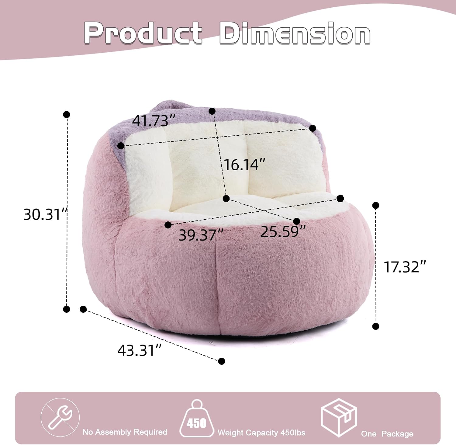 Large Plush Bean Bag Chair, High‑Density Memory Foam Bean Bag Sofa with Non‑Slip Bottom for Adults Kids Teens