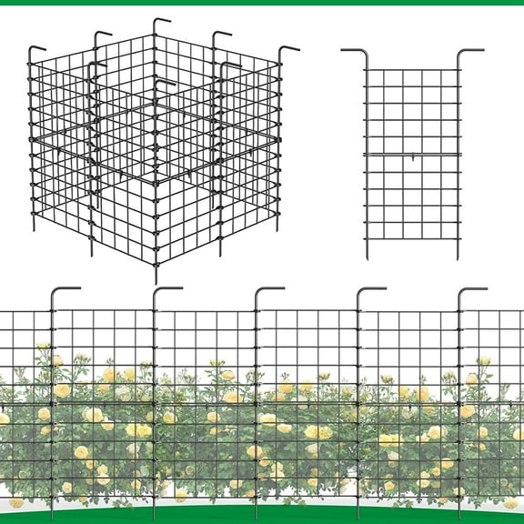 16 Panels Folding Metal Garden Border Fence – 11ft Total Length 24in Height, Rustproof Outdoor Pet Barrier for Yard, Patio & Vegetable Garden