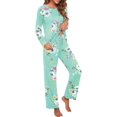 thumbnail image 3 of Women's Long Sleeve Sleepwear Soft Crew Neck Pyjama Set, 3 of 5