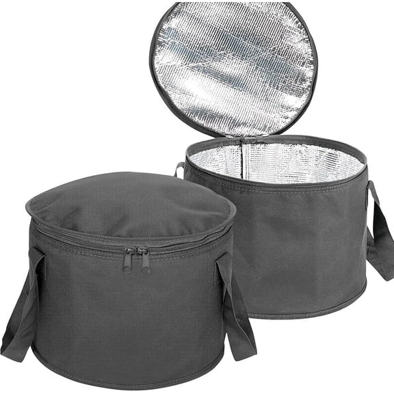 2 Pack Round Casserole Carrier Insulated Bags, Pie Tray, Insulated For Cold, 12.5 In Pie Carriers For Transport (Black) Black