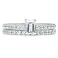 thumbnail image 3 of 1.16 ct Emerald Cut Genuine Cultured Diamond VS1-VS2 J-K 18K White Gold Engagement Wedding Bridal Set Designer Ring bW/ Set size 10.5, 3 of 6