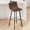 thumbnail image 3 of Merrick Lane Set of 2 Modern Chocolate Brown Faux Leather Upholstered Bar Stools with Contoured, Low Back Bucket Seats and Iron Frames, 3 of 13