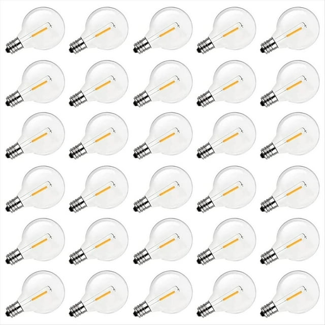 Bombillas LED de Repuesto G40, Bombillas de Globo Inastillables con Base de Tornillo E12 para Luces de Cadena para Exteriores, Cálido, Paquete de 30