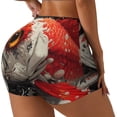 thumbnail image 2 of Kdxio Abstract Red Koi Fish Art Print Workout Shorts for Women Seamless Soft Smooth Gym Yoga Scrunch Active Shorts, 2 of 5