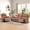 Brown 1+3 set, variant on Bonzy Home Manual Reclining Sofa,3 Seat Recliner Couch Sofa with Overstuffed Arms and Back Sofa Set with Cup Holders for Living Room
