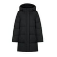 thumbnail image 3 of Women's Detachable Sleeve Hooded Cotton Coat,Thickened Korean Style Loose Fit Padded Jacket,Knee-Length Warm Winter Outerwear with Convertible Design,Multi-Functional All-Season Coat for Women Black, 3 of 10