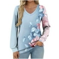 thumbnail image 2 of Heisall Women's Tops Spring Autumn 2025 New Arrival Long Sleeve V-Neck Loose Casual T-shirts with All-over Print Fashion, 2 of 5