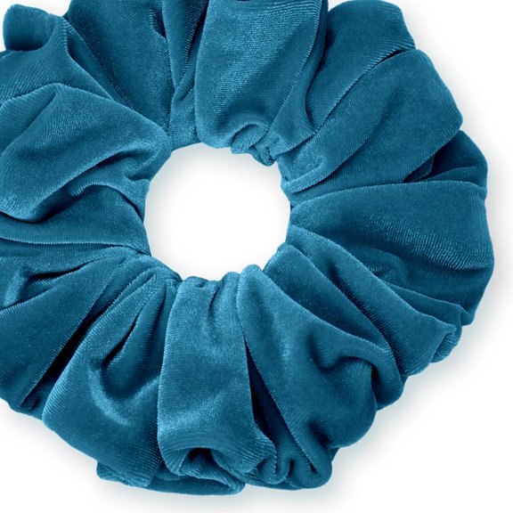Velvet Scrunchies King Size Teal Blue XXL Plush Ponytail Holders Oversized Big Made in the USA