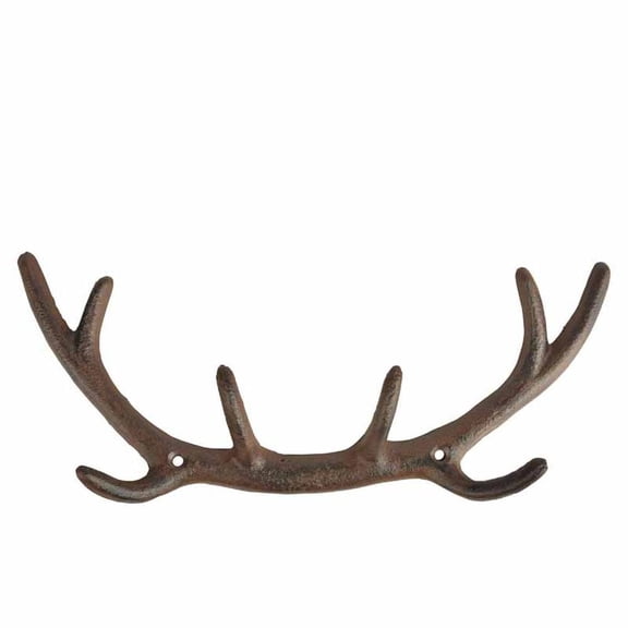 Esschert Design Cast Iron Antler Hooks Wall Mount Rustic Brown