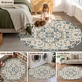 thumbnail image 6 of Boho Tribal Washable Round Area Rug 7 ft, Vintage Flowers , Soft Non Slip Rugs Stain Repellent Indoor Felt Carpet for Living Dining Room Bedroom Home Office, 6 of 9