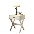 thumbnail image 4 of Hassch 1-Drawer End Table with Flush Pull & Metal Corner Accent, Square Side Table for Bedroom or Living Room (White), 4 of 10