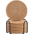 thumbnail image 2 of KALAKALA 8 Pcs Drink Coasters with Holder, Cotton Woven Absorbent Coasters for Drinks, Minimalist Home Decor Coaster Set for Wooden Tabletop Protection Table, 4.3 inches Mixed Brown, 2 of 6