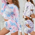 thumbnail image 2 of Tejiojio Casual Women's Shorts Lady's Tie-Dye Gradient Color Leisure Suit Tops Set Long Sleeve Shorts, 2 of 9