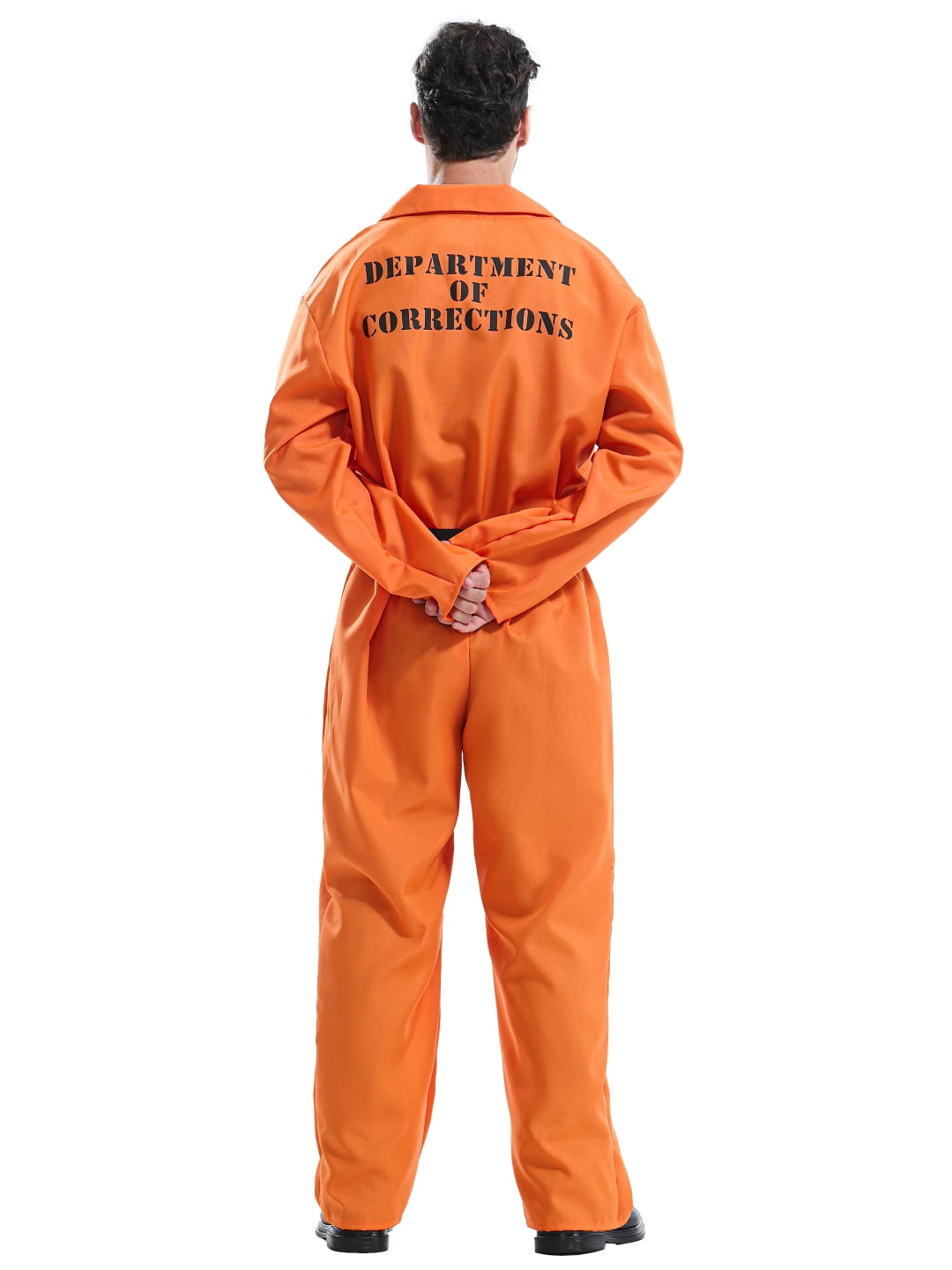 Seasons Adult Orange Prison Jumpsuit Costume with Belt and Handcuffs