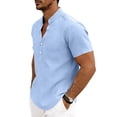 thumbnail image 6 of XAOFW Men's Summer Shirts Casual Short Sleeve Breathable Button Down Shirt Relaxed Fit Placket Shirts For Outdoor And Daily Wear Comfortable Tops S, 6 of 9