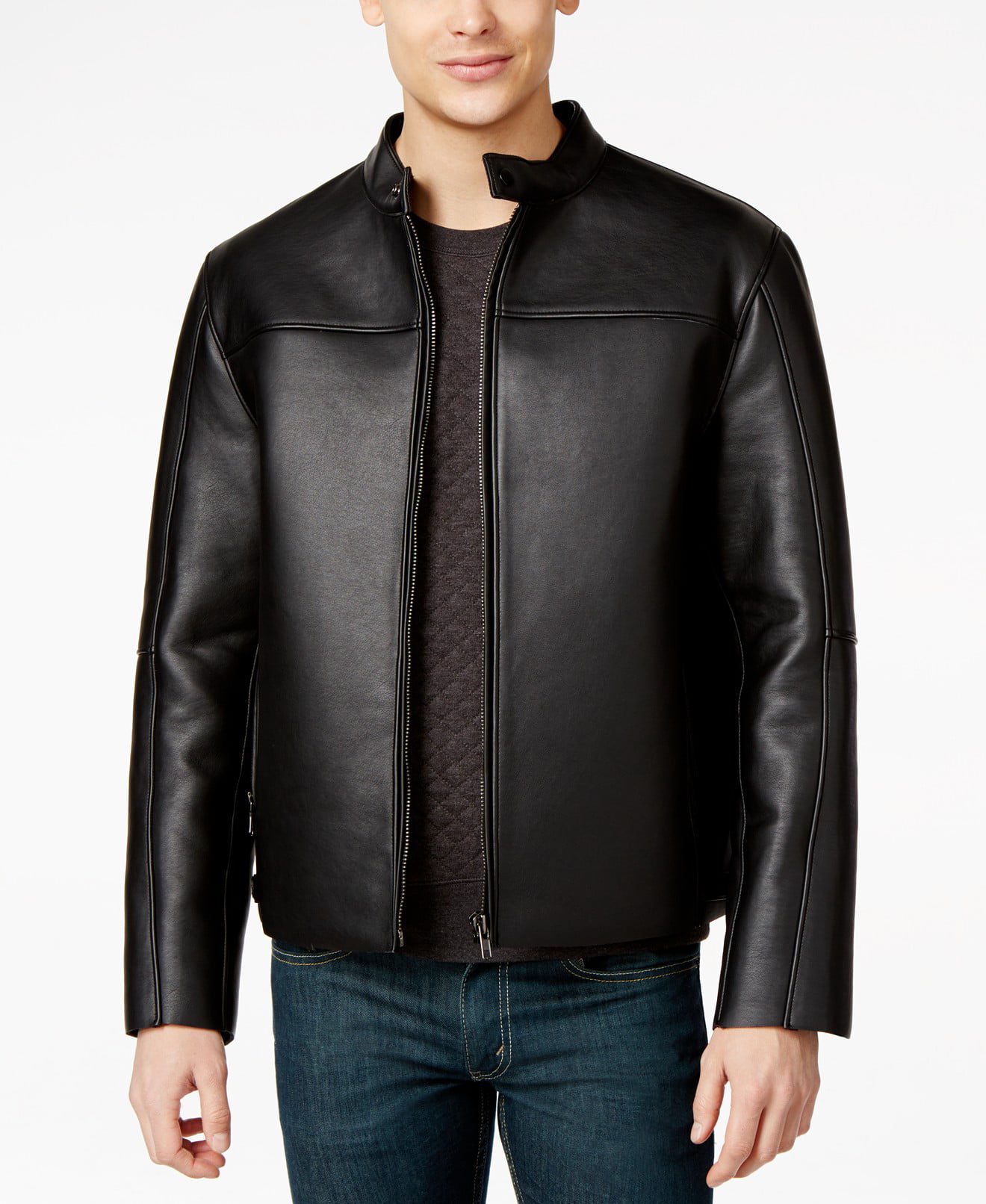 Download INC - INC NEW Black Mens Size XL Faux-Leather Full-Zip ...