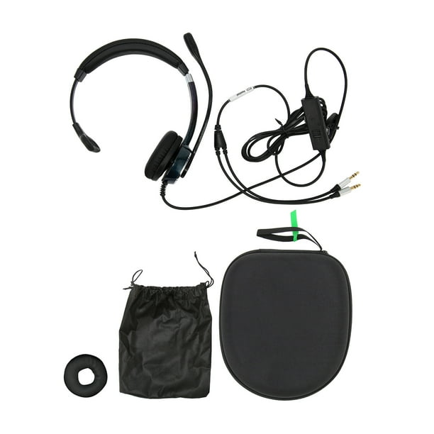 Auriculares telefónicos profesionales con cancelación de ruido, auriculares de un solo oído para atención al cliente, para centros de llamadas, oficinas, negocios, interfaz dual de 3,5 mm