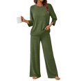 thumbnail image 5 of Wutalume Women's Cozy Home Wear 2-Piece Pajama Set, Comfortable Top and Relaxed Fit Pants, Soft Loungewear Outfit,Army Green L, 5 of 6