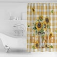 thumbnail image 4 of 54x78 Inch Shower Curtain Decorative Sunflower Bathtub Bath Curtains Fabric Waterproof Bathroom Decor Yellow Checkered Summer Bee Botanical Small Stall Shower Curtain Set with 12 Hooks, 4 of 6