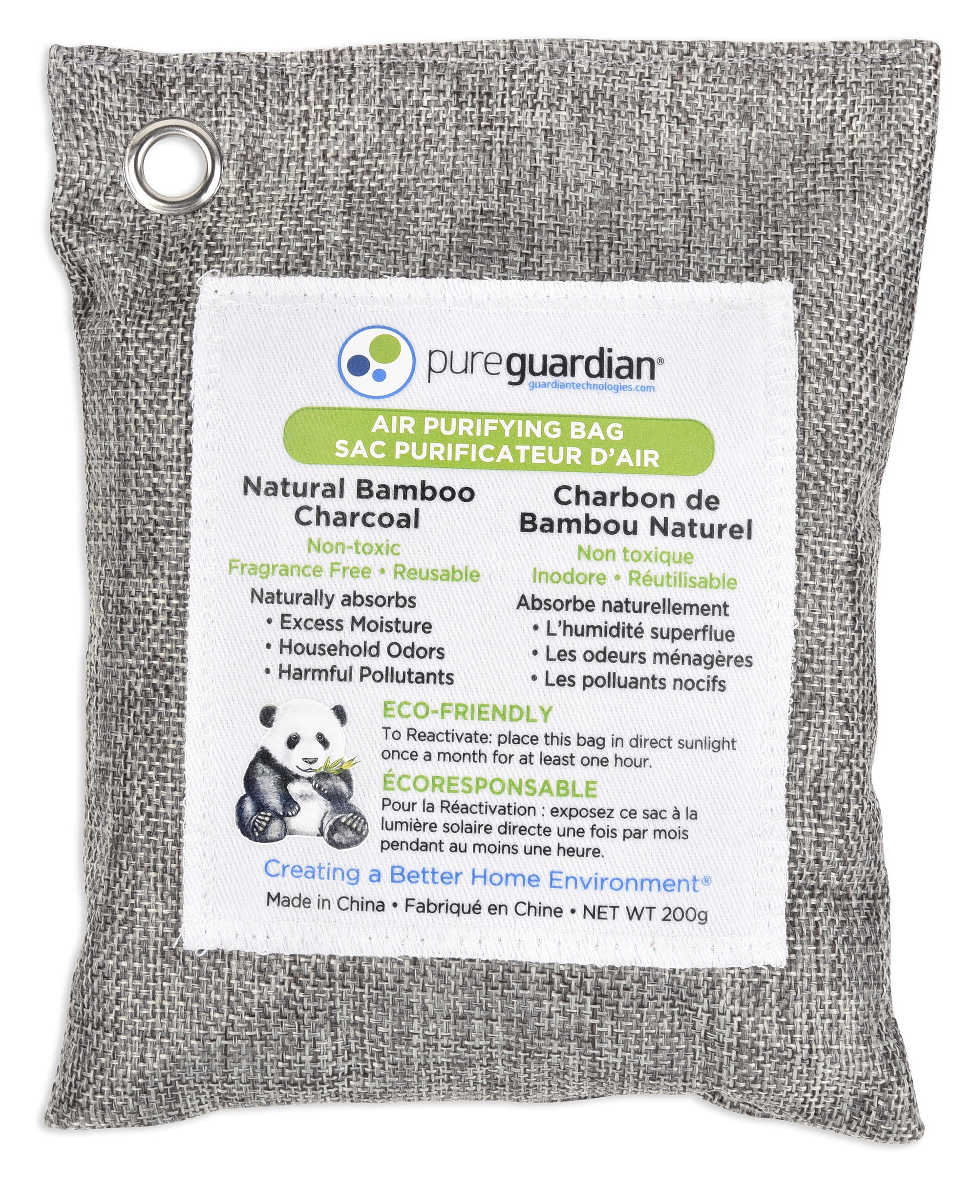 PureGuardian 200g Bamboo Charcoal Air Purifying Bag, Odor Control, 4-Pack, CB2004PK, Unscented