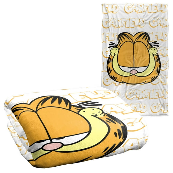 Garfield Blanket, 36"x58", Name Repeat Silky Touch Sherpa Back Super Soft Throw