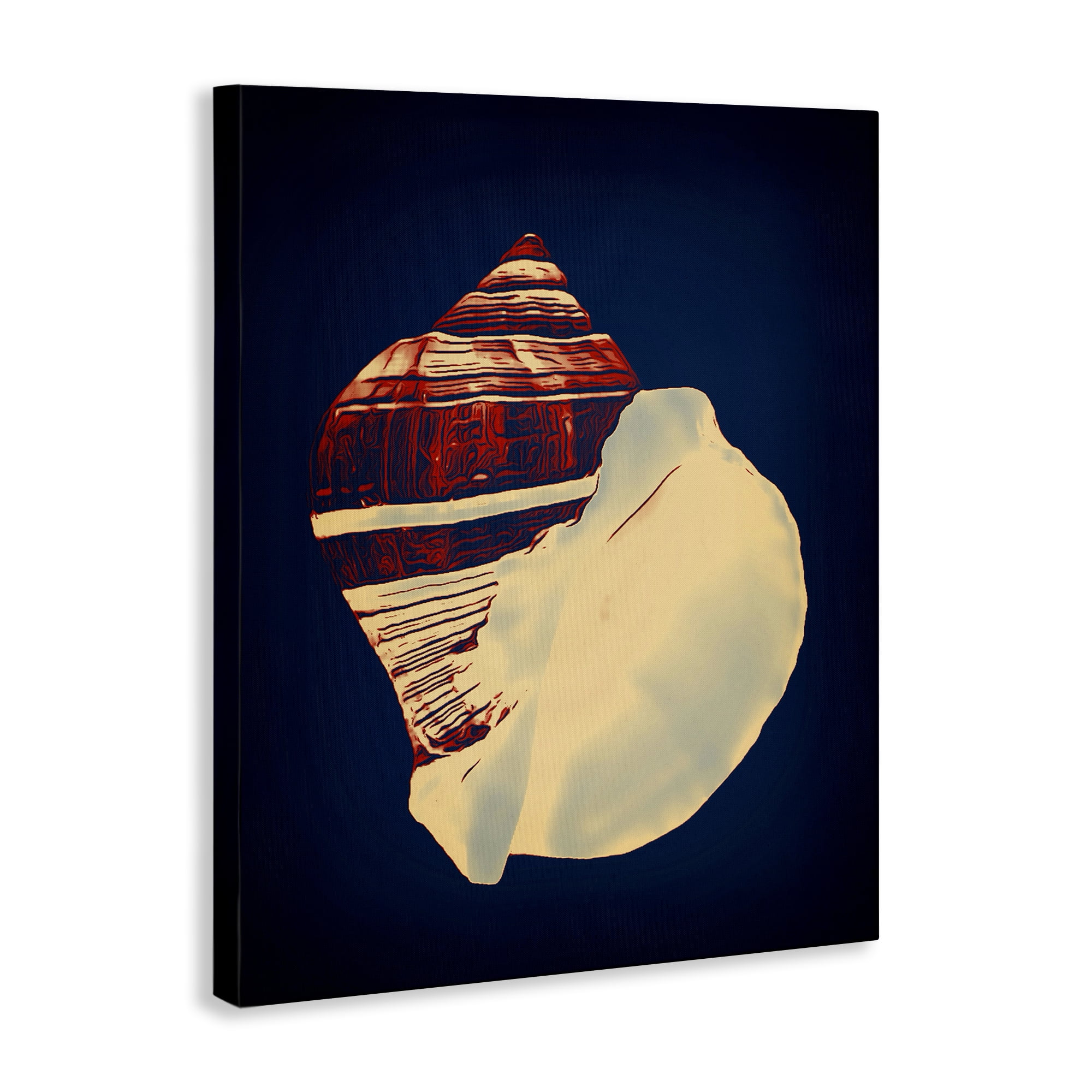 Stupell Industries Fiber Conch on Blue Nautical & Beach Painting Wrapped Canvas Art Print Wall Art, 24 x 30