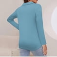 thumbnail image 7 of Lumtrix Women'S Long Sleeve Shirts Quarter Zip Pullover Collared V Neck Tops Summer Fall Blouses Sky Blue 2XL, 7 of 7