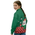 thumbnail image 2 of COEQINE Youth Girls Sweatshirt Pullover, Quarter Zip Long Sleeve Loose Fit Sweatshirt Tops, Soft Polyester Fall Outfits with Collar for Ages 7-8, Snowman Polka Dot Green Red, 2 of 7