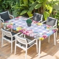 thumbnail image 2 of Easter Flowers Table Cloths for 3 Foot Rectangle Tables, Watercolor Pink Floral Eggs Purple Plaid Patio Waterproof Elastic Fitted Tablecloths, Washable Rectangular Table Cover for Camping, 2 of 8
