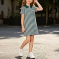 thumbnail image 4 of Spazoro Girls Cute Dresses, Soft & Comfy Striped Collared Short Sleeve Casual A-Line Dress for School Green Size 3-4 T, 4 of 6