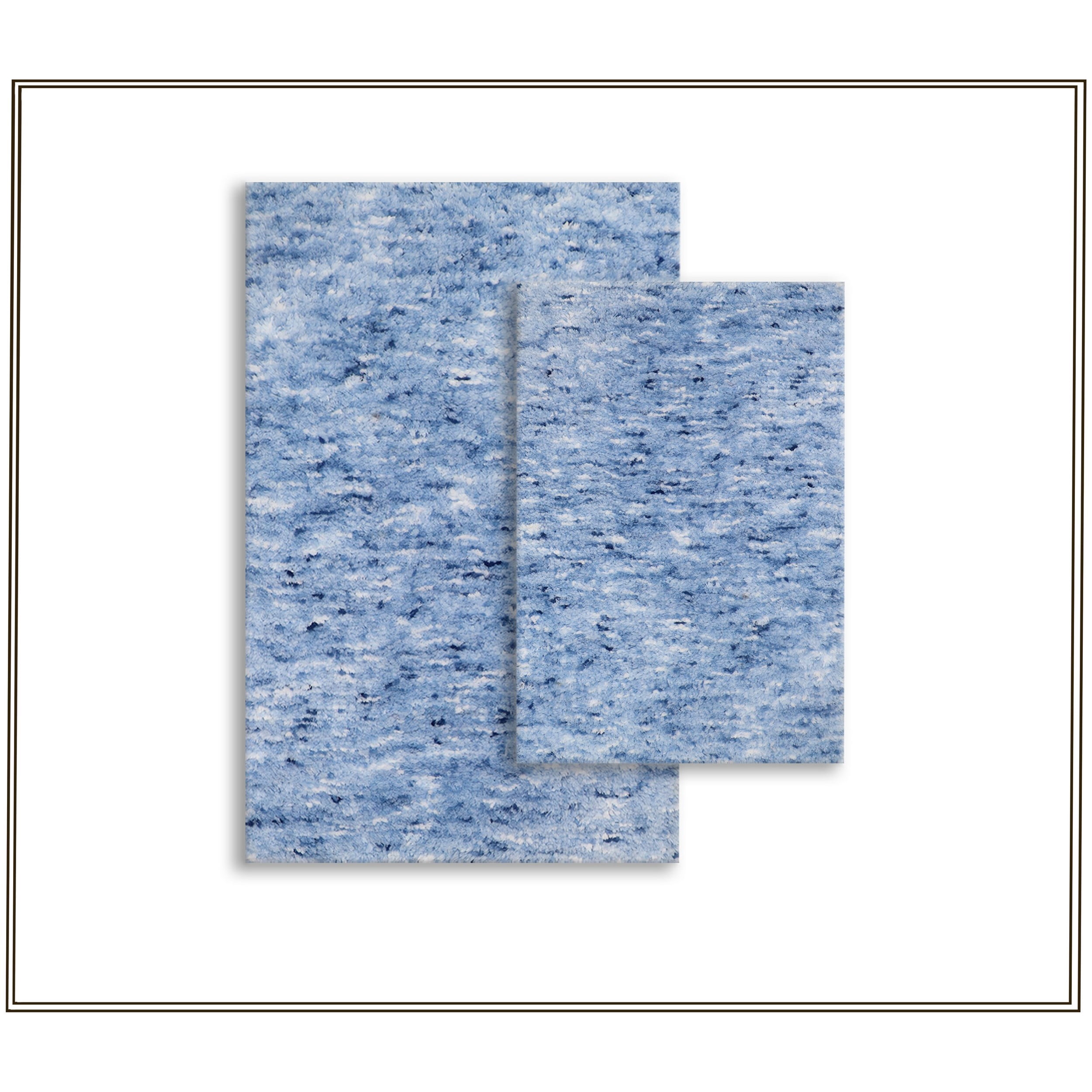 Essential 2-Piece Bathroom Contour and Toilet Lid Cover Set, Plush Microfiber Contour Rug and Non-Slip Toilet Lid Cover, Ultra Absorbent, Quick-Dry, Machine Washable, Blue