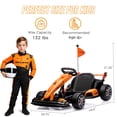 thumbnail image 4 of iRerts 24V Licensed McLaren Electric Go Kart, Drift Racing Go Kart with 400W Motors, Adjustable Seat, Max Speed 7.5 MPH, LED Lights, Powered Ride on Toy Car for Kids Ages 6-12, Orange, 4 of 9
