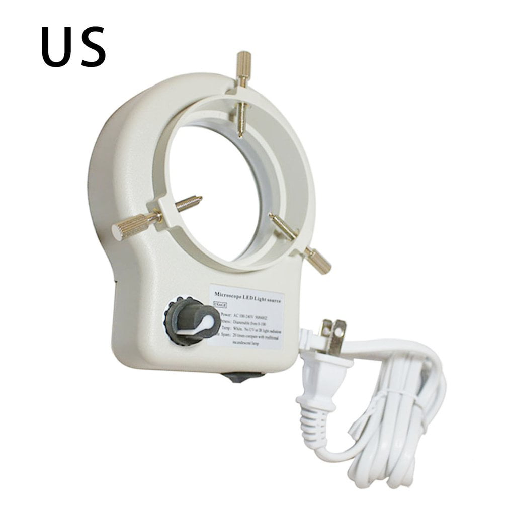 Industry Microscope LED Light,Microscope Camera 144 LED Beads Light Source Brightness Adjustable Ring Lamp US-White 