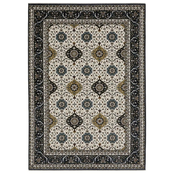 Oriental Weavers Vivian Area Rug - VI04D - 3'10" x 5'5" - in Ivory/ Navy - Vintage Inspired, Stain Resistant, Family and Pet Friendly , Entrway, Bedroom Rug