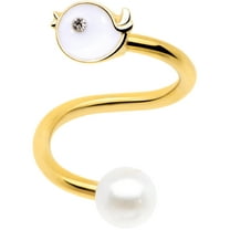Body Candy Womens 14G Plated Steel Clear Accent White Bird Spiral Twister Belly Button Ring Navel Ring Helix