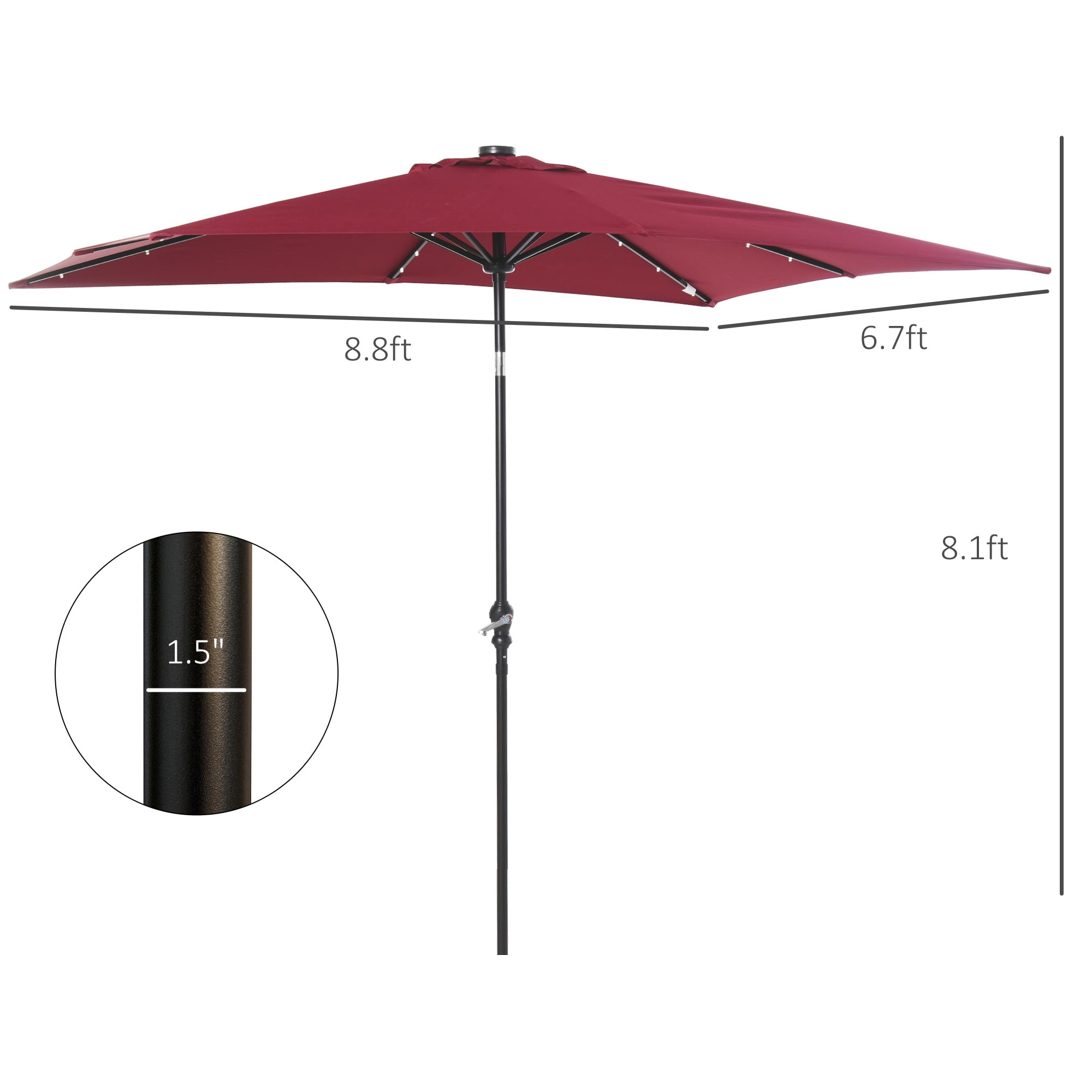 Ambifirner 8 x 8FT Cantilever Patio Umbrella - Square Offset Umbrella Outdoor Market Hanging Umbrella with 360° Rotation, 5 Adjustable Tilt Angles for Deck, Lawn, Backyard, and Pool - Red