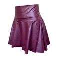 thumbnail image 6 of vigerkar Leather Skater Skirt, Women's Loose Mini A-line High Waist Casual Stretchy Skirts (Wine, L), 6 of 9