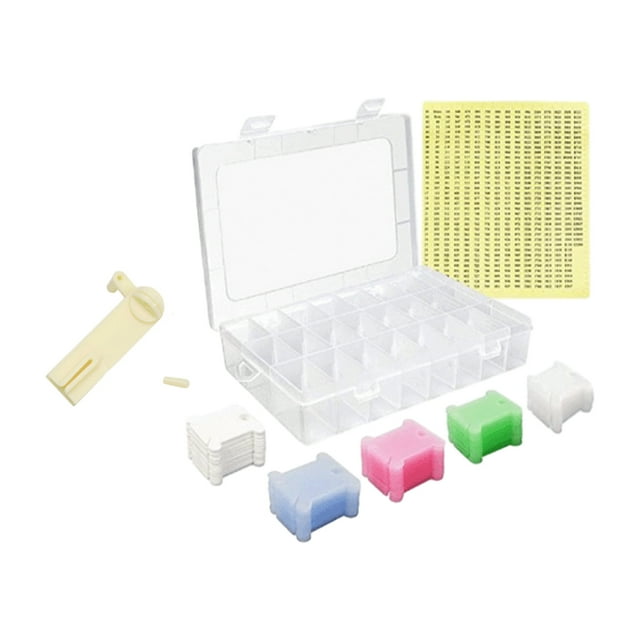 relayinert DIY Fashion Stitch Embroidery Large Capacity Thread Tool Bobbins For Travel Family Scratch-resistant Box+Winder+300Bobbin 1Set