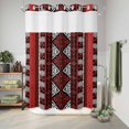 thumbnail image 6 of No Hook Shower Curtain, Red Black Boho Shower Curtains for Bathroom with See Through Top Window, Geometric Vintage Abstract Art Waterproof & Washable Bath Curtain 60"x72", 6 of 9