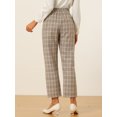 thumbnail image 4 of Pantalones de tobillo de trabajo de oficina Allegra K a cuadros de mujer Caqui XS, 4 of 5